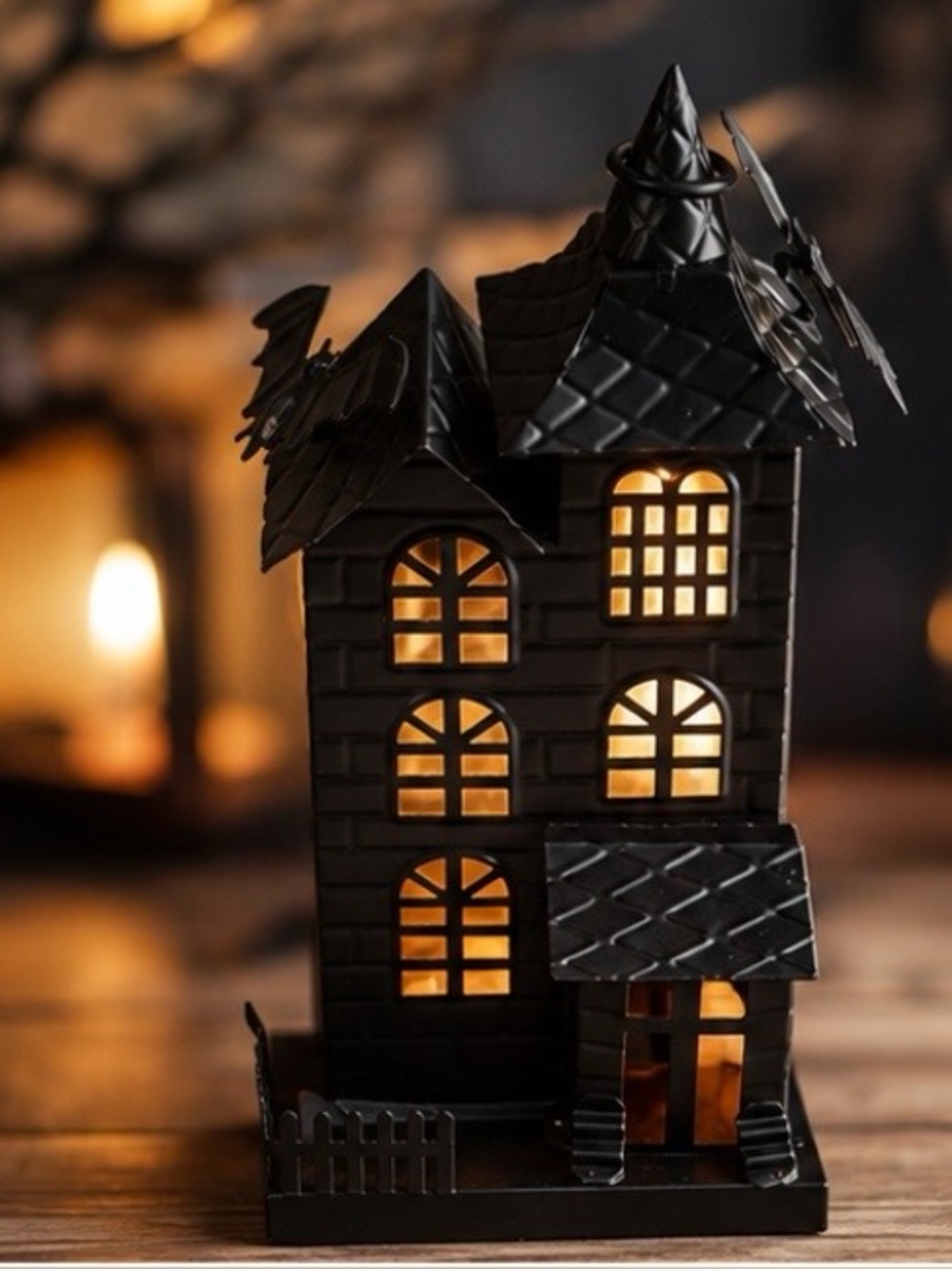 Light Up Halloween Metal House Decor Spooky Village Fall Home Decoration